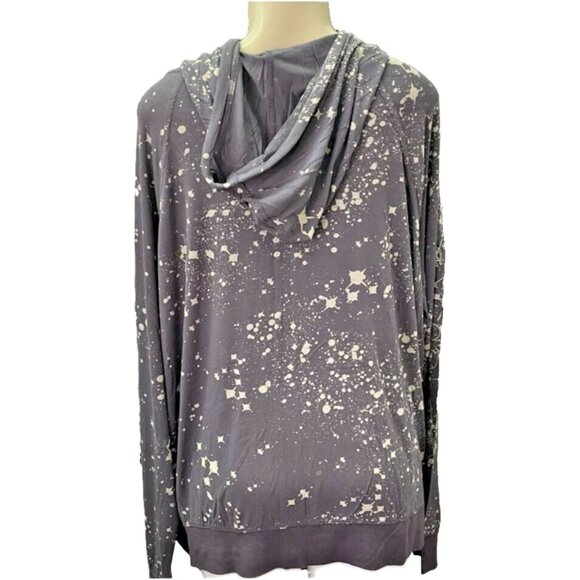 Lovesick +4 Zip Front Gray Skull Embroidered Paint Splash Long Sleeve Hoodie - Picture 4 of 6